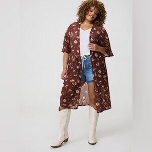 Torrid - Mesh Ruffle Sleeve Kimono